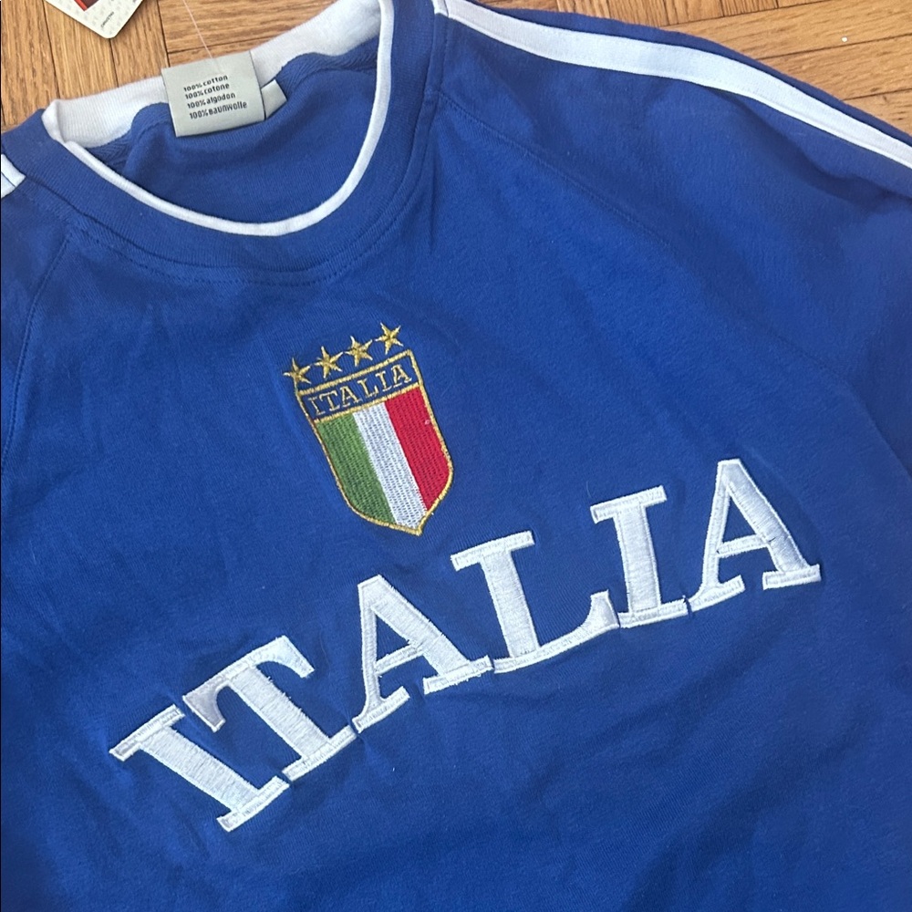 FM ITALY Blue Italia T-Shirt with White Accents - Picture 2 of 7